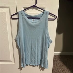 Old Navy Blue Ribbed Ruffled Tank Top